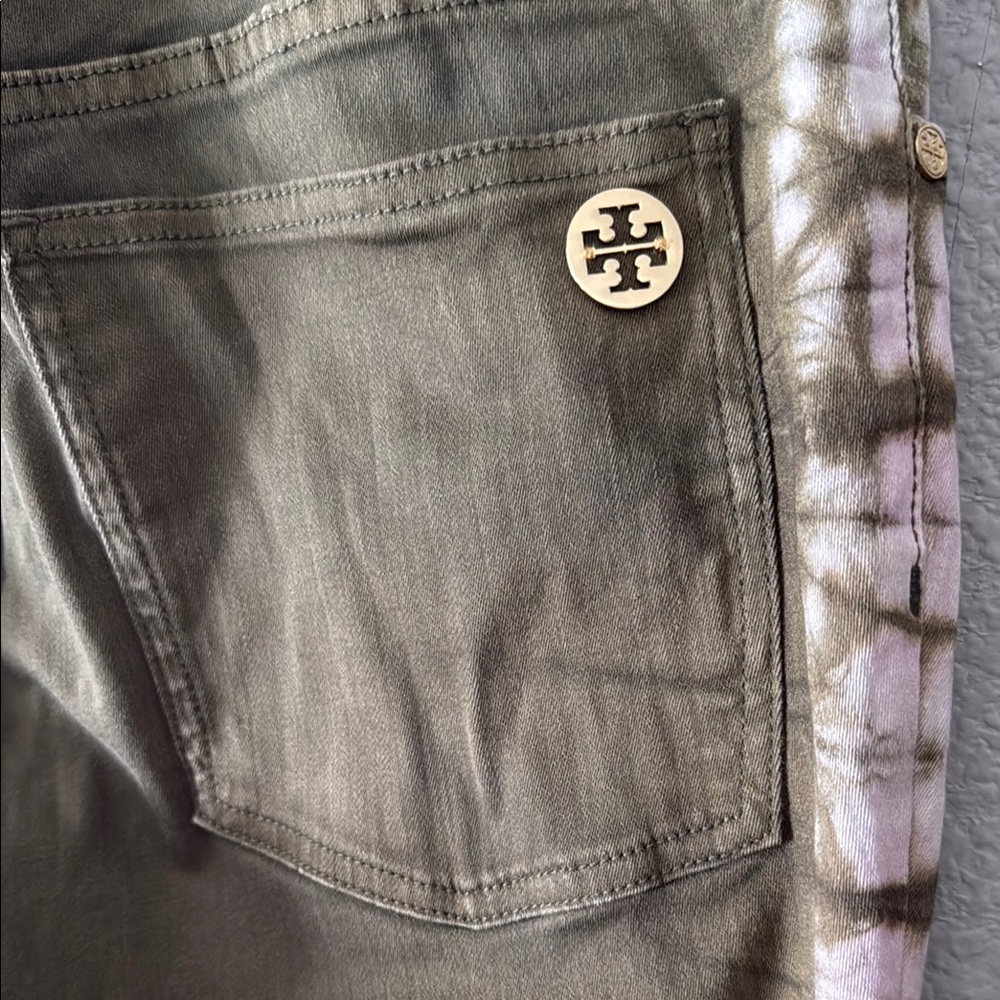 Tory Burch Olive Green w/ light pink + cream Women's Jeans